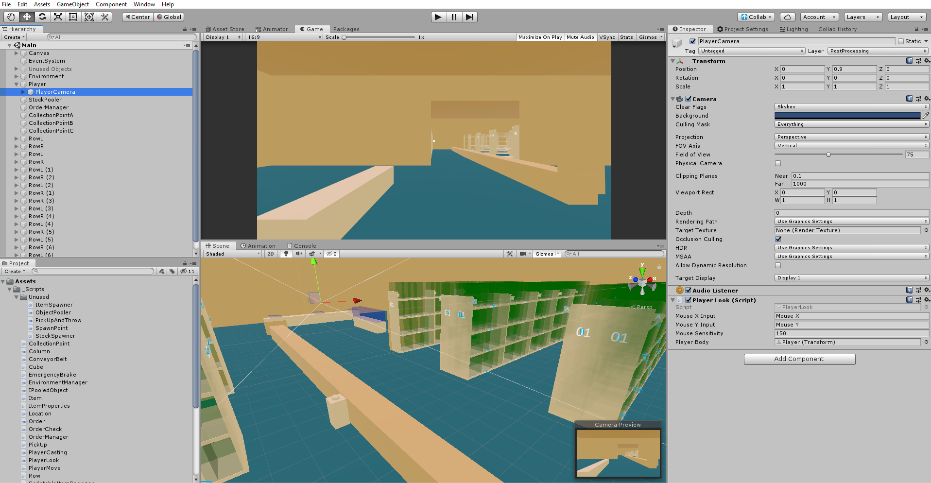 In progress screenshot showing the Unity game engine editor.