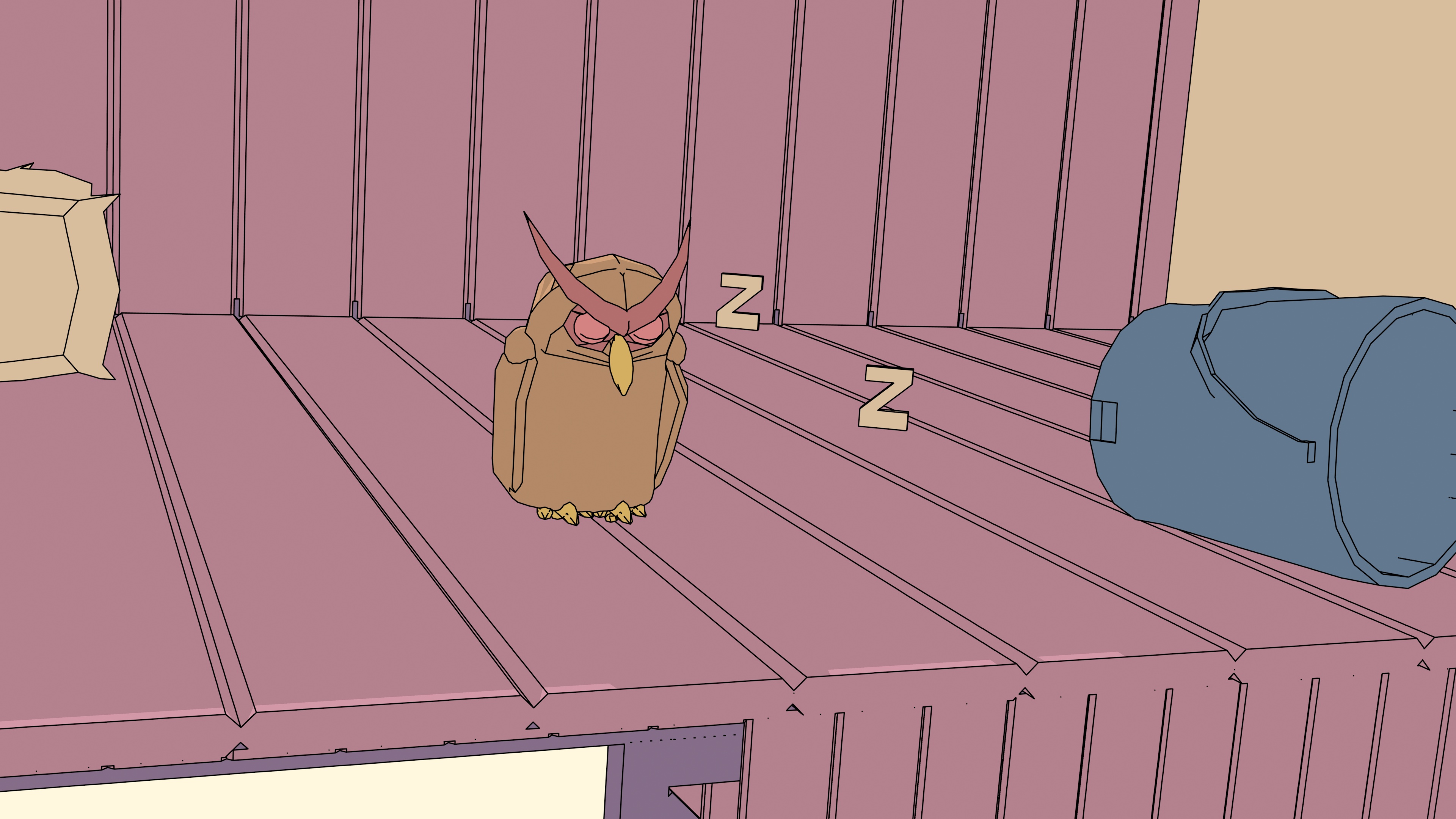 A sleeping horned owl.